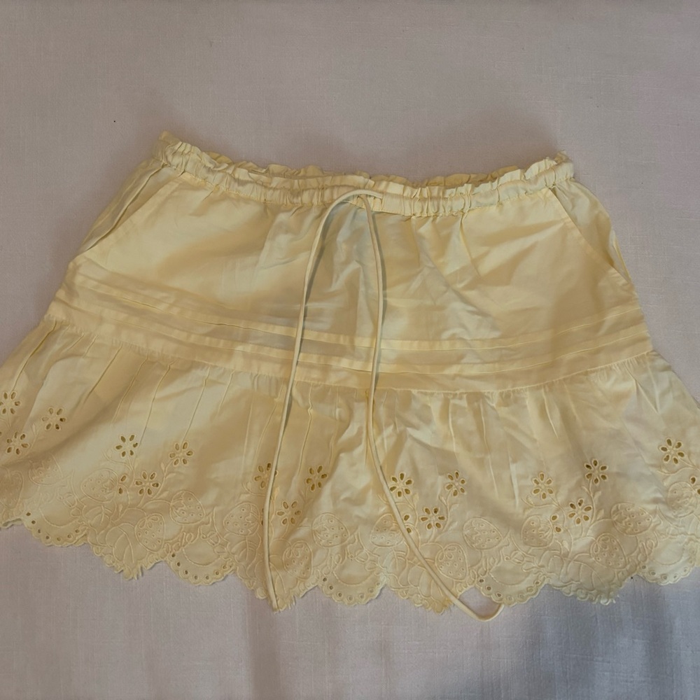 Damson Madder Yellow Lace Trim Mini Skirt